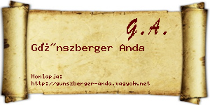 Günszberger Anda névjegykártya
